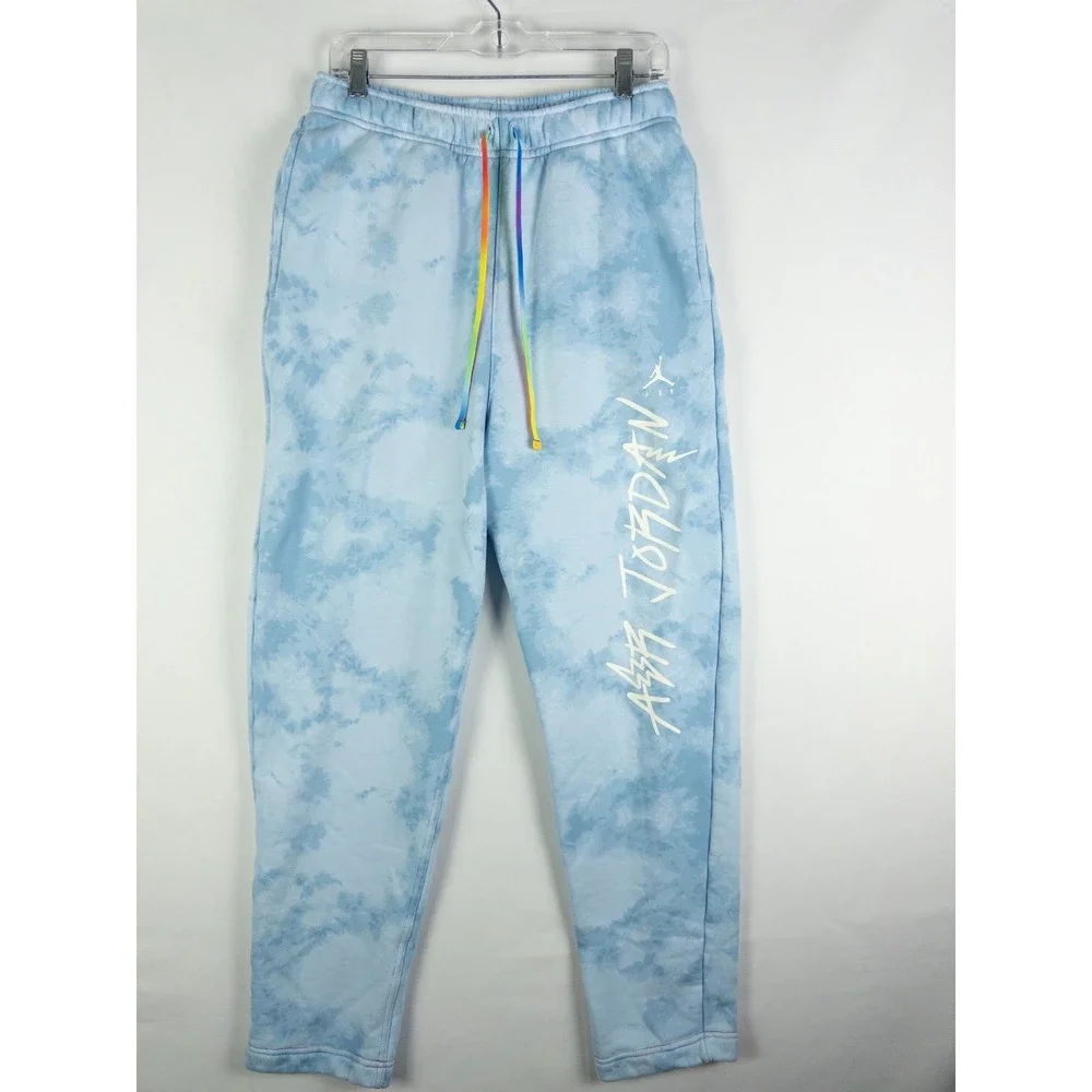 Jordan x J Balvin Fleece Pants Mens M Celestine Blue Tie Dye Cloud DR2960-447